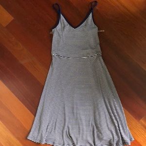 WORN ONCE Navy and White Striped Dress